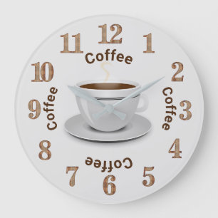 Het is Coffee O'Clock, Coffee Cup en Text Grote Klok