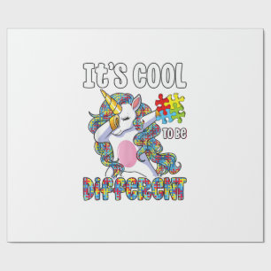 Het is cool om anders te zijn Dabbing Unicorn Auti Cadeaupapier