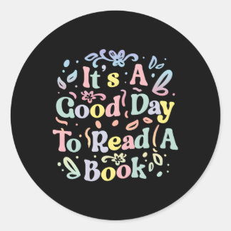 Het is dag om boek te lezen ronde sticker