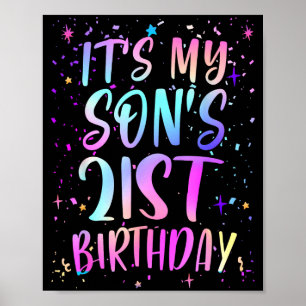 Het is de 21e verjaardag van mijn zoon Kleurrijke Poster