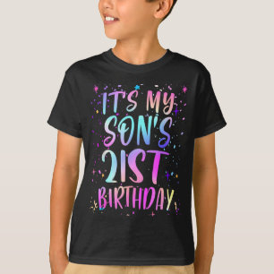 Het is de 21e verjaardag van mijn zoon Kleurrijke  T-shirt
