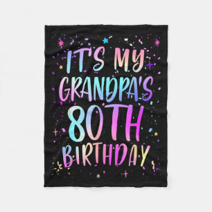 Het is de 80ste verjaardag van mijn opa Kleurrijke Fleece Deken