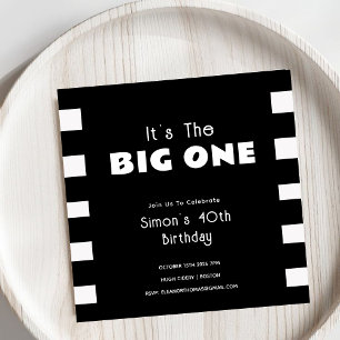 Het is de Big One Black & White Stripes Adult Kaart