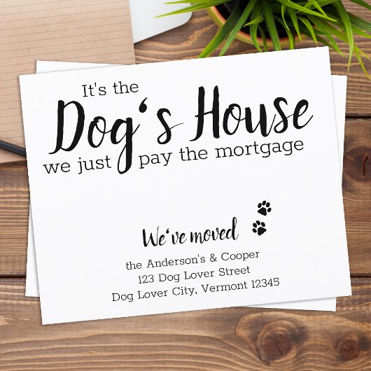 Het is de Dogs House Dog Pet Moving Budget Card