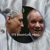 HET IS DE EMANUELE VOLGENDE RONDE BUTTON 6,0 CM (In situ)