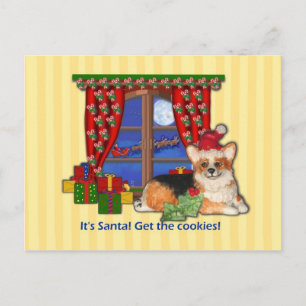 Het is de kerstman! Haal de koekjes! Corgi Christm Feestdagenkaart
