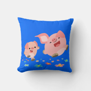 Het is de lente... twee Cartoon Pigs Pillow. Kussen