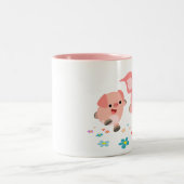 Het is de lente... twee Cartoon varkens mok (Center)