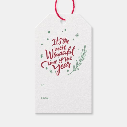 Het is de mooiste tijd van het jaar Kerstmis Cadeaulabel (Voorkant)