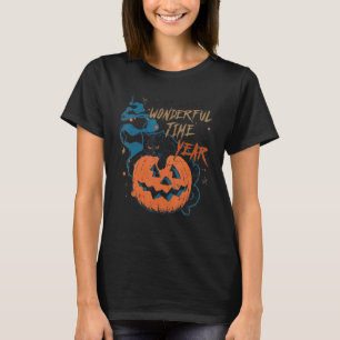 Het is de mooiste tijd van het jaar zwarte kat t-shirt