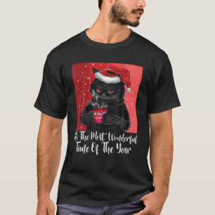 Het is de mooiste tijd van het jaar zwarte kat t-shirt
