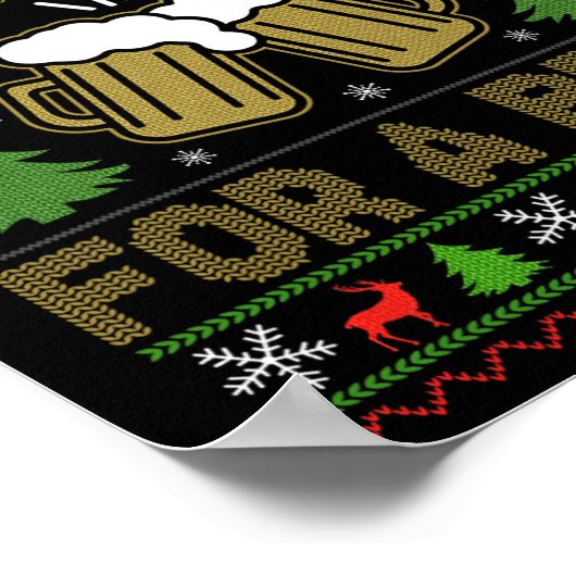 Het is de mooiste tijd voor een bier Santa Ugly Poster (Hoek)