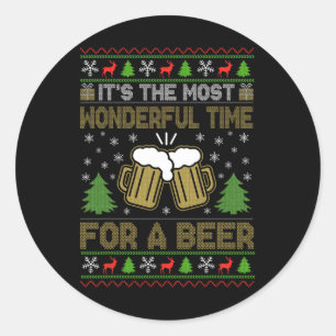Het is de mooiste tijd voor een bier Santa Ugly Ronde Sticker