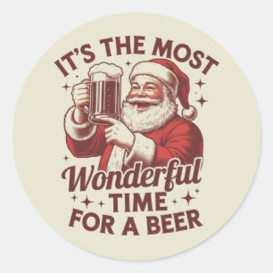 Het is de mooiste tijd voor een bierkerstman ronde sticker