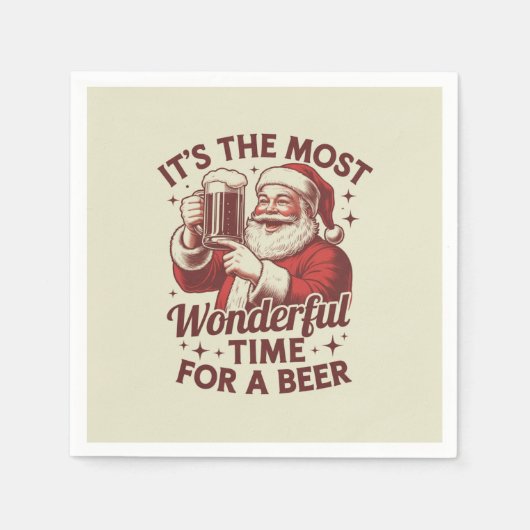 Het is de mooiste tijd voor een bierkerstman servet (Voorkant)