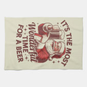 Het is de mooiste tijd voor een bierkerstman theedoek (Horizontaal)