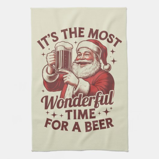 Het is de mooiste tijd voor een bierkerstman theedoek (Verticaal)