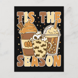 Het is de Seizoensroovy-pompoenkoffie met Vintage Feestdagenkaart