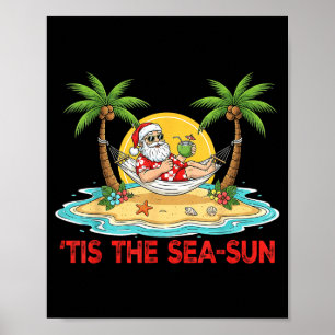 Het Is De Zee-zon Kerstman Strand Sfeer Kerstmis I Poster
