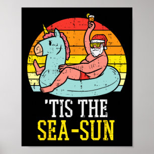 Het Is De Zee Zon Santa Eenhoorn Float Zomer Kerst Poster