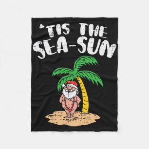 Het Is De Zee Zon Santa Palm Boom Strand Kerstmis Fleece Deken