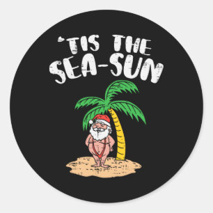 Het is de zee zon Santa palmboom strand Kerstmis i Ronde Sticker
