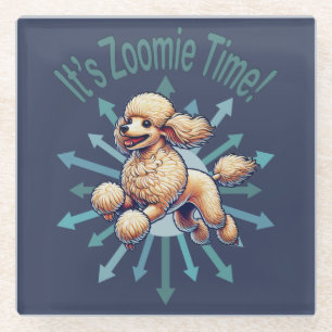 Het is de Zoomie Time Poodle Glazen Onderzetter