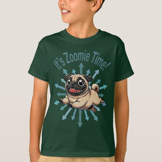 Het is de Zoomie Time Pug T-shirt (Voorkant)