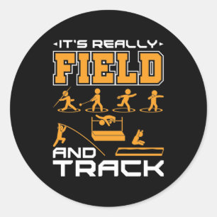 Het is echt Field and Track Thrower Jumper T-Shir Ronde Sticker