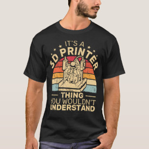Het is een 3D-printer ding Retro Kat Filament Prin T-shirt