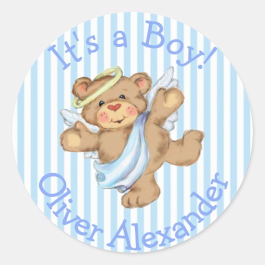 Het is een Aangepaste Teddy Bear Angel Ronde Sticker (Voorkant)