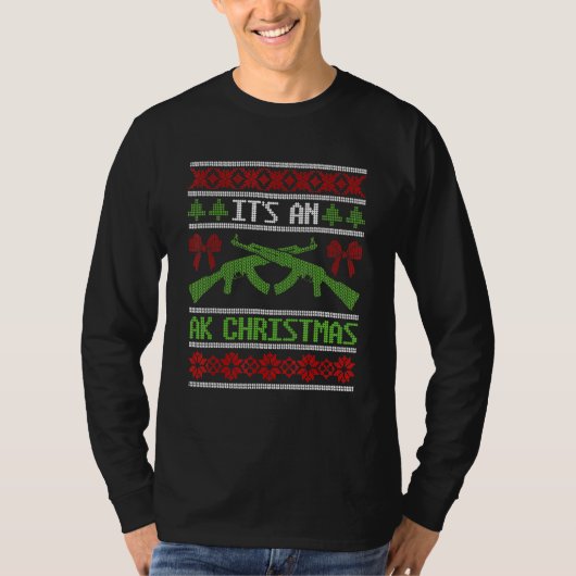 Het is een Ak Kerstmis Ugly Sweater Pistool Right  T-shirt (Voorkant)