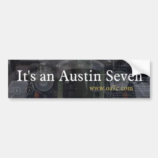 Het is een Austin Seven bumper sticker (Voorkant)