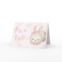 Het is een Baby Girl Bunny Gefeliciteerd Kaart