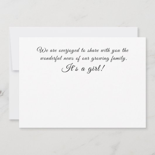 Het is een baby meisje zwangerschap geslacht onthu aankondiging (Achterkant)