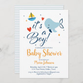 Het is een Baby shower Blue Nautical Ocean Kaart (Voorkant / Achterkant)