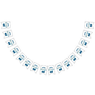 Het is een Baby shower die een kanon bundelt. Vlaggetjes