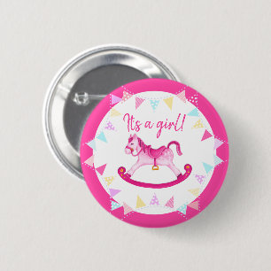 Het is een baby shower-sekse van een meisje.. die  ronde button 5,7 cm