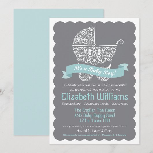 Het is een Baby shower-uitnodiging Kaart (Voorkant / Achterkant)