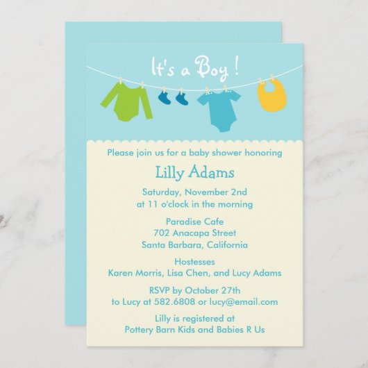 Het is een Baby shower-uitnodiging Kaart (Voorkant / Achterkant)