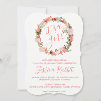 Het is een baby shower-uitnodiging voor meisjes kaart