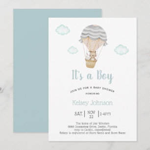 Het is een Baby shower van Boy Woodland Teddy Bear Kaart