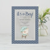 Het is een Baby shower van de Jongen Blue Teddy Be Kaart (Staand voorkant)