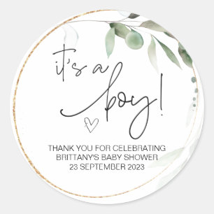  Het is een Baby shower van de Jongen Cute Favor G Ronde Sticker