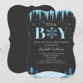 Het is een Baby shower van de Jongen Snowflake Win Kaart (Voorkant / Achterkant)