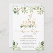 Het is een Baby shower van de Jongen Woodland Anim Kaart (Voorkant)