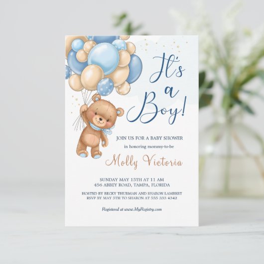 Het is een Baby shower van een Beer-jongen. (Staand voorkant)