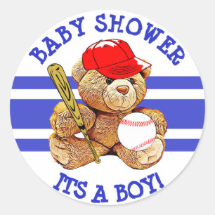 Het is een Baby shower van een jongen. Ronde Sticker
