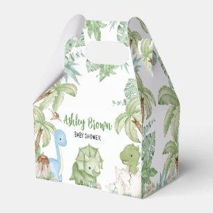 Het is een Baby shower van een jongensdinosaurus Bedankdoosjes