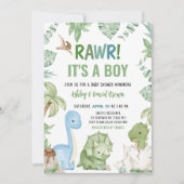 Het is een Baby shower van een jongensdinosaurus Kaart (Voorkant)